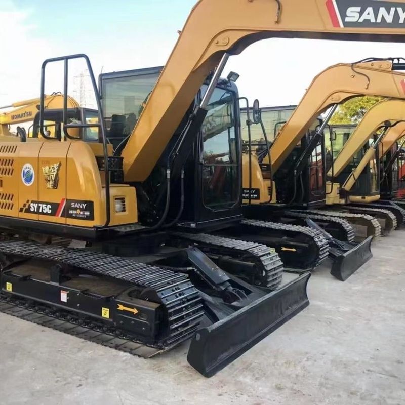 Χρησιμοποιούμενος εξορυκτής SANY Digger SY75 μεταχειρισμένος εξορυκτής μικρού τύπου 7,5 τόνων