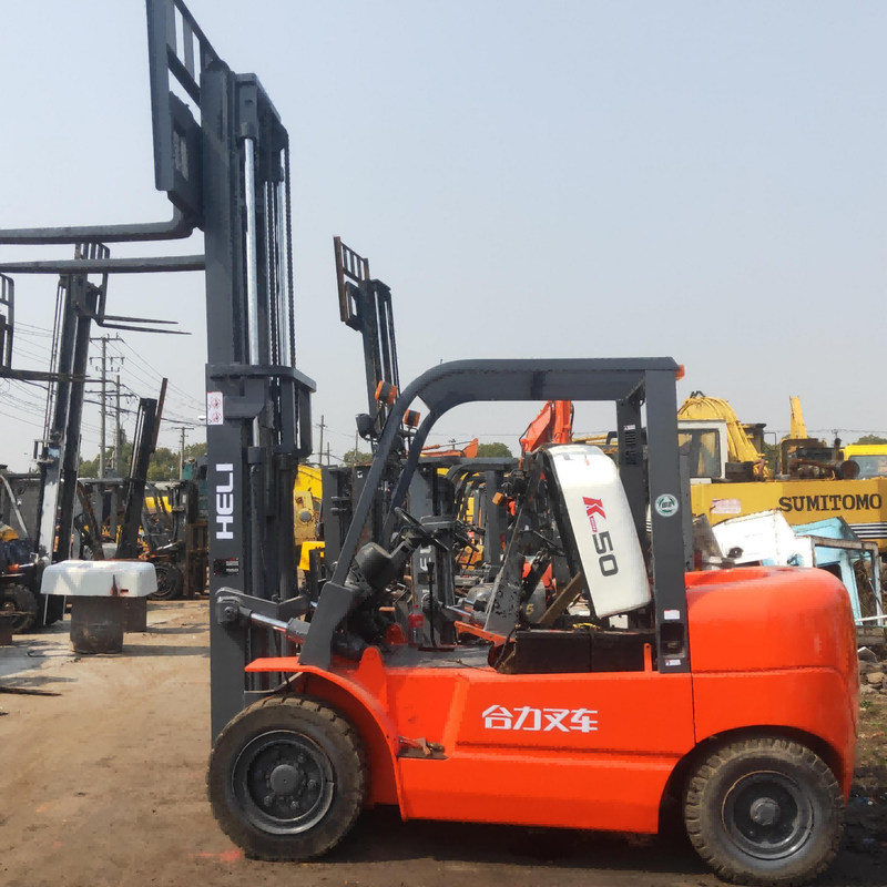 2nd Hand K50 Heli 5 Ton Forklift Tripod Lift Για Αποθήκη Μέγιστο ύψος ανύψωσης 3m